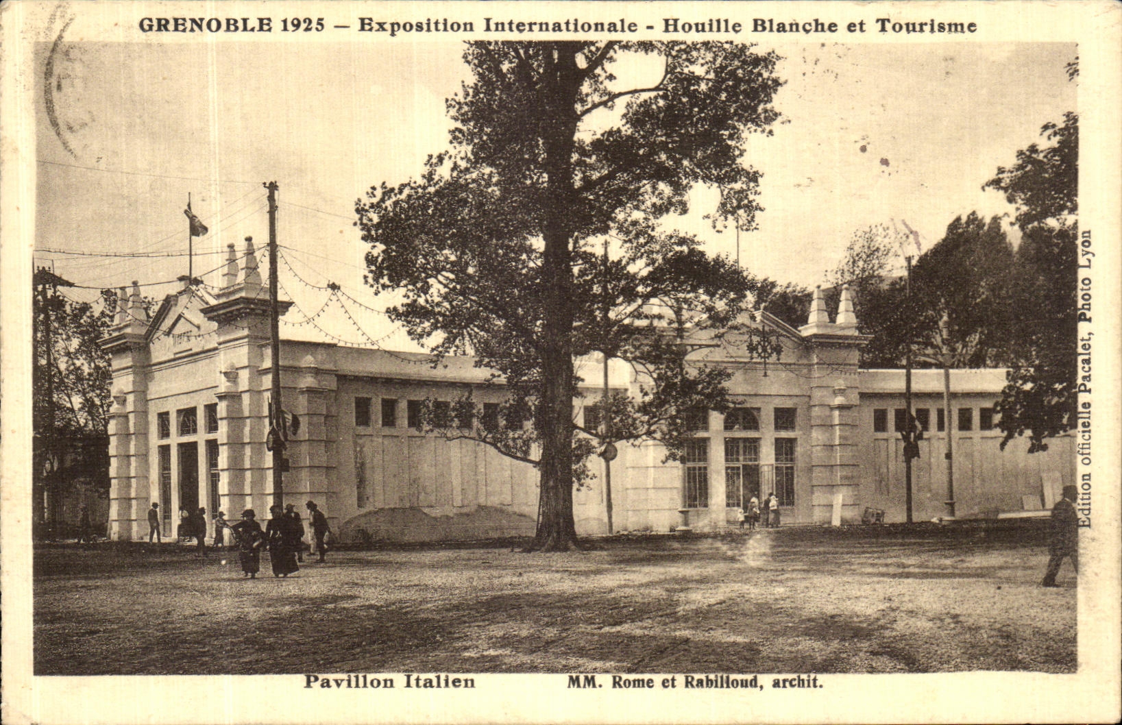 VINTAGE POSTCARD Grenoble 1925 International exhibition Hydro electric power and tourism Italian House