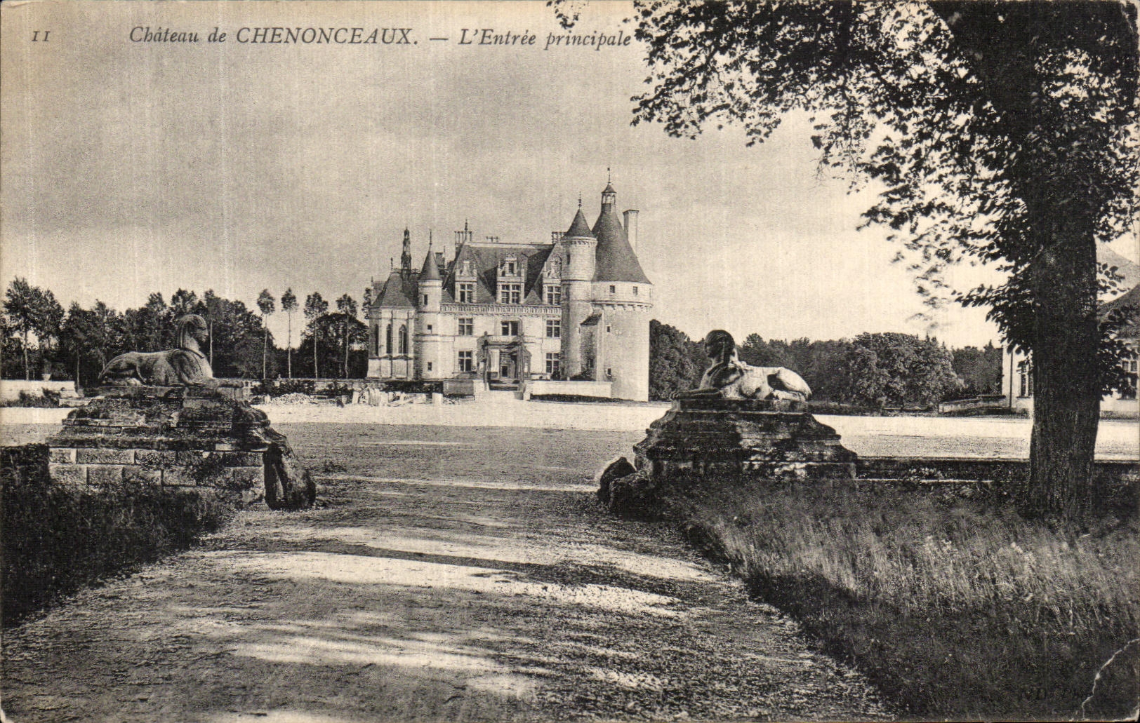 Castillo de la POSTAL de la VENDIMIA de Chenonceaux L entrada principal