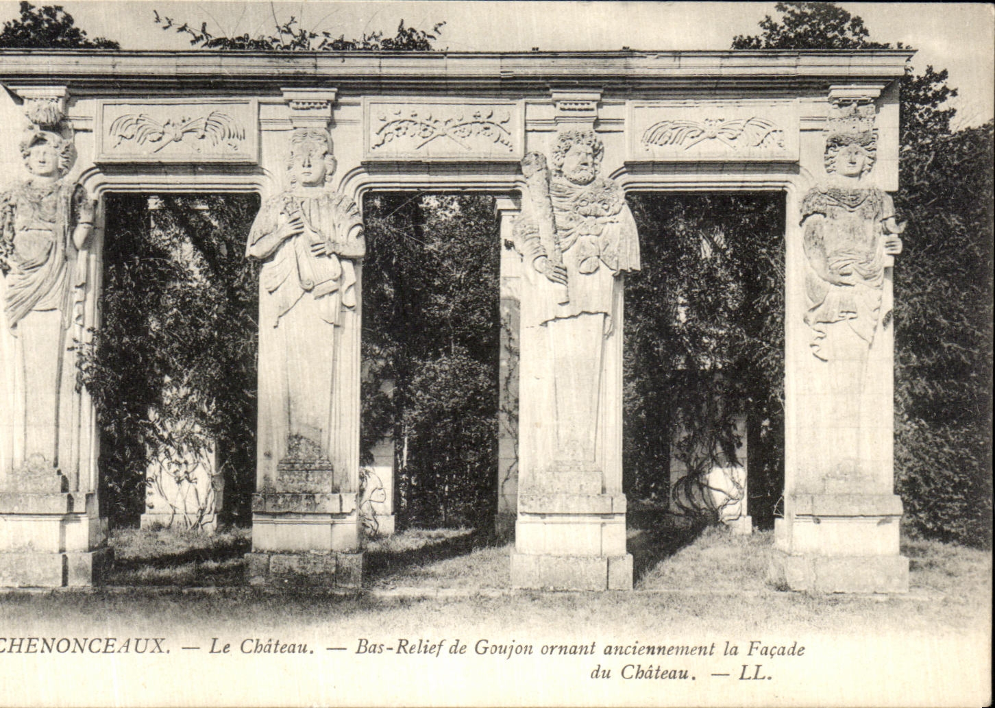 POSTAL Chenonceaux de la VENDIMIA la relevacion baja del castillo de Gaujon que adorna el ataque frontal en el pasado