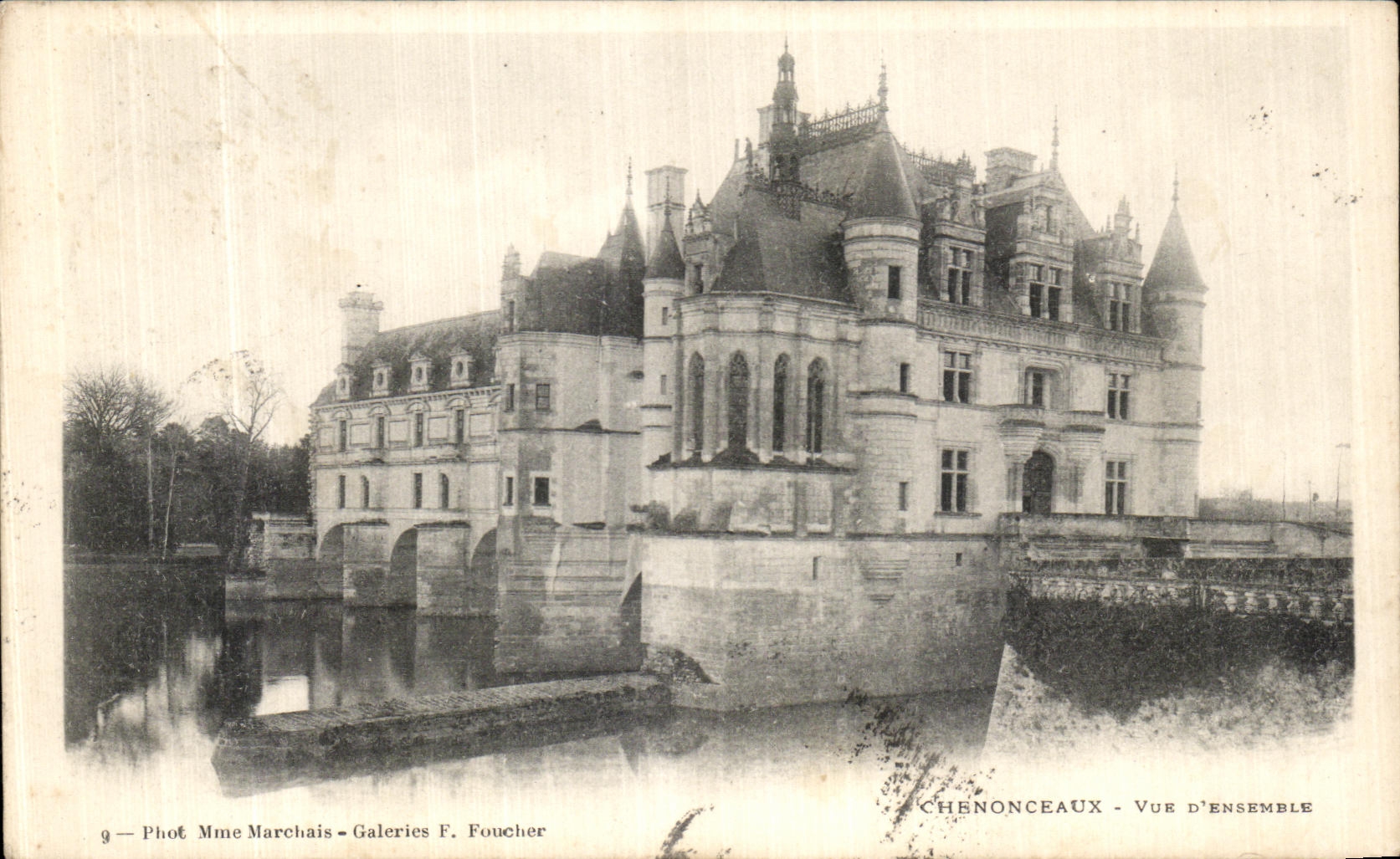 POSTAL D vista Chenonceaux de la VENDIMIA junto