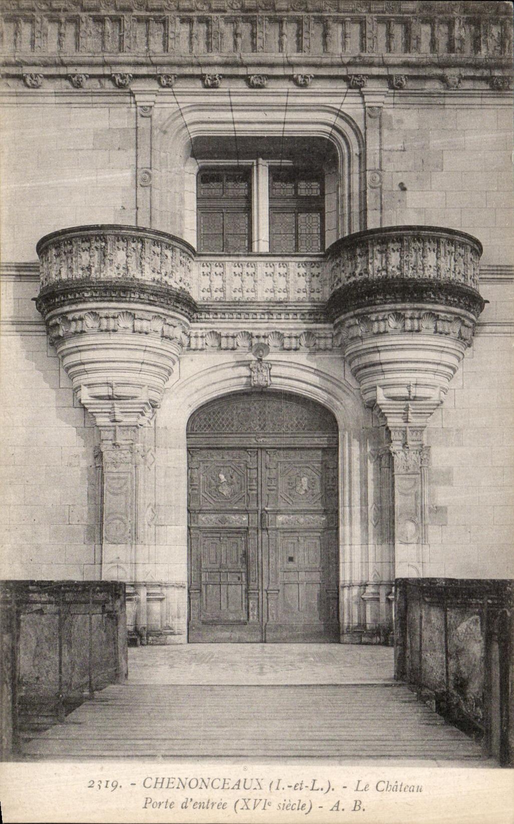 La POSTAL Chenonceaux de la VENDIMIA el castillo lleva la entrada de D