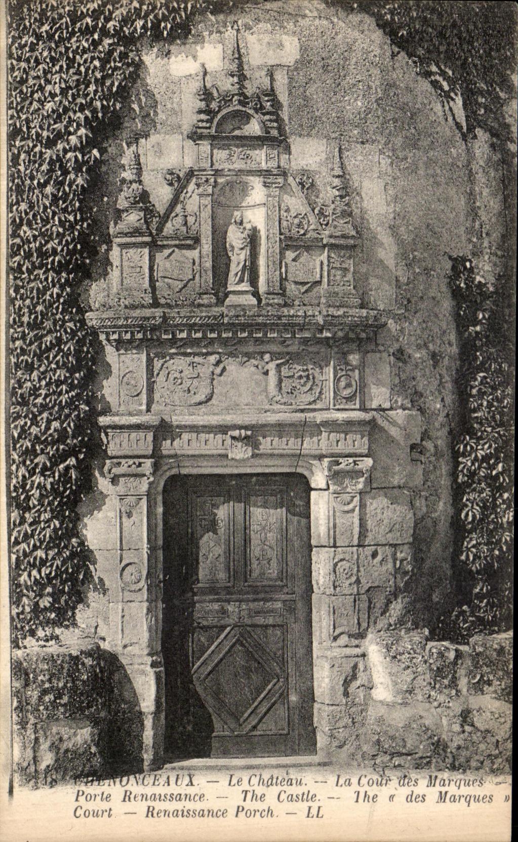 La POSTAL Chenonceaux de la VENDIMIA el castillo la corte de las marcas lleva Renassance el castillo