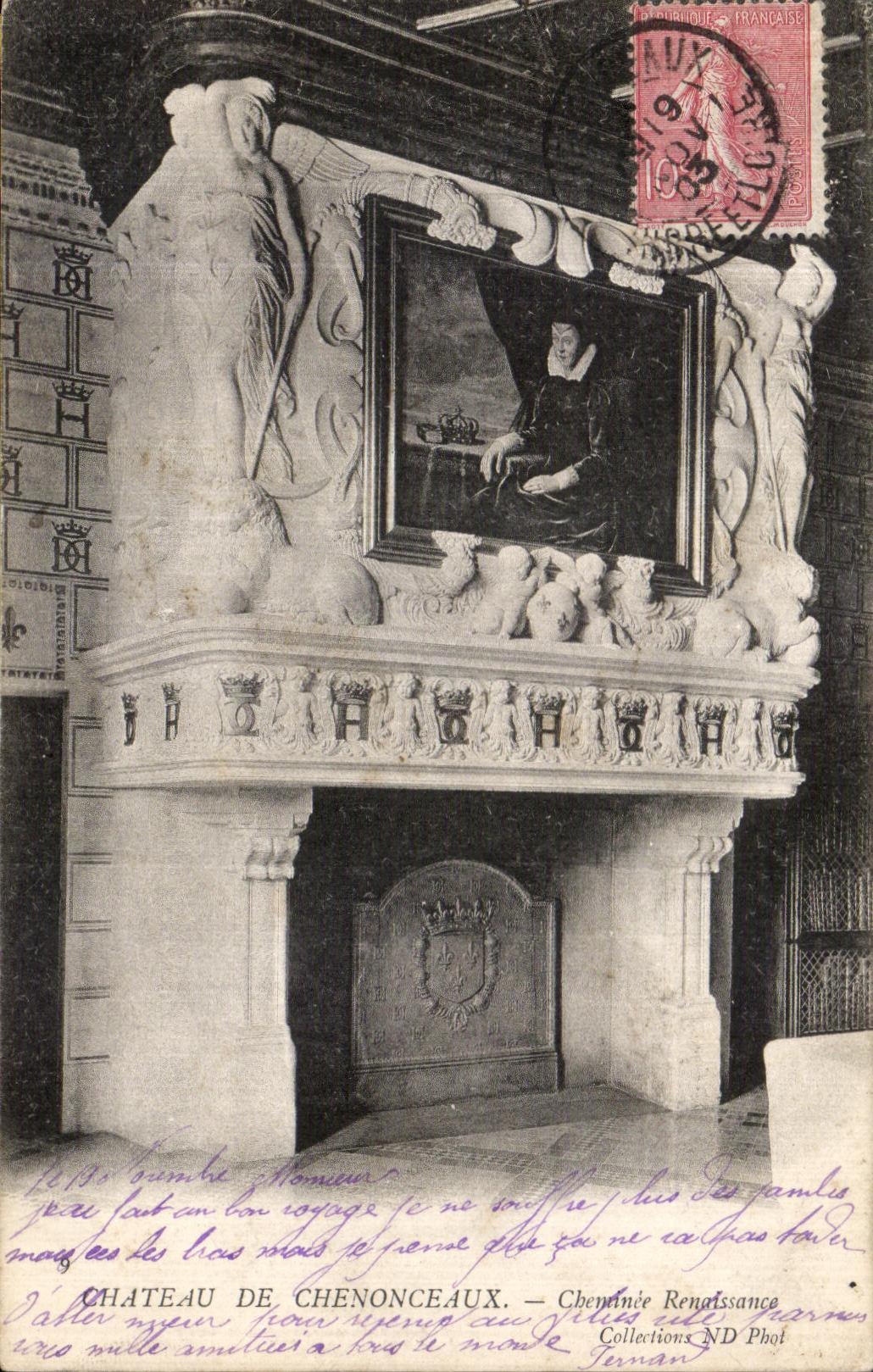 POSTAL Castle De Chenonceaux Chimney de la VENDIMIA Renacimiento