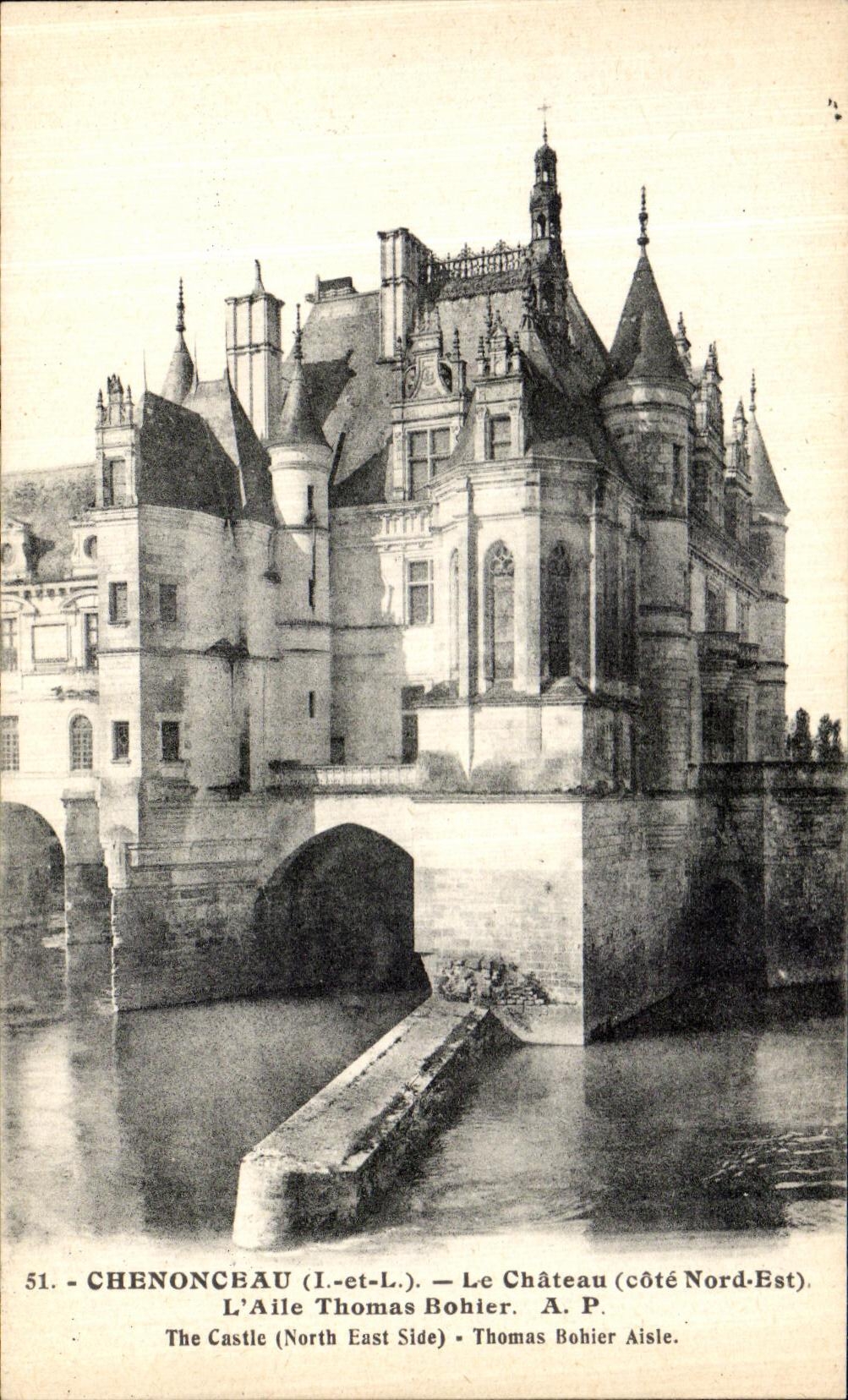 POSTAL Chenonceaux de la VENDIMIA el castillo L ala Thomas Bohier