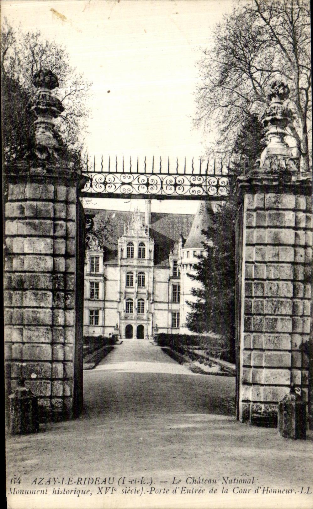 POSTAL Azay de la VENDIMIA la cortina el edificio historico del castillo nacional