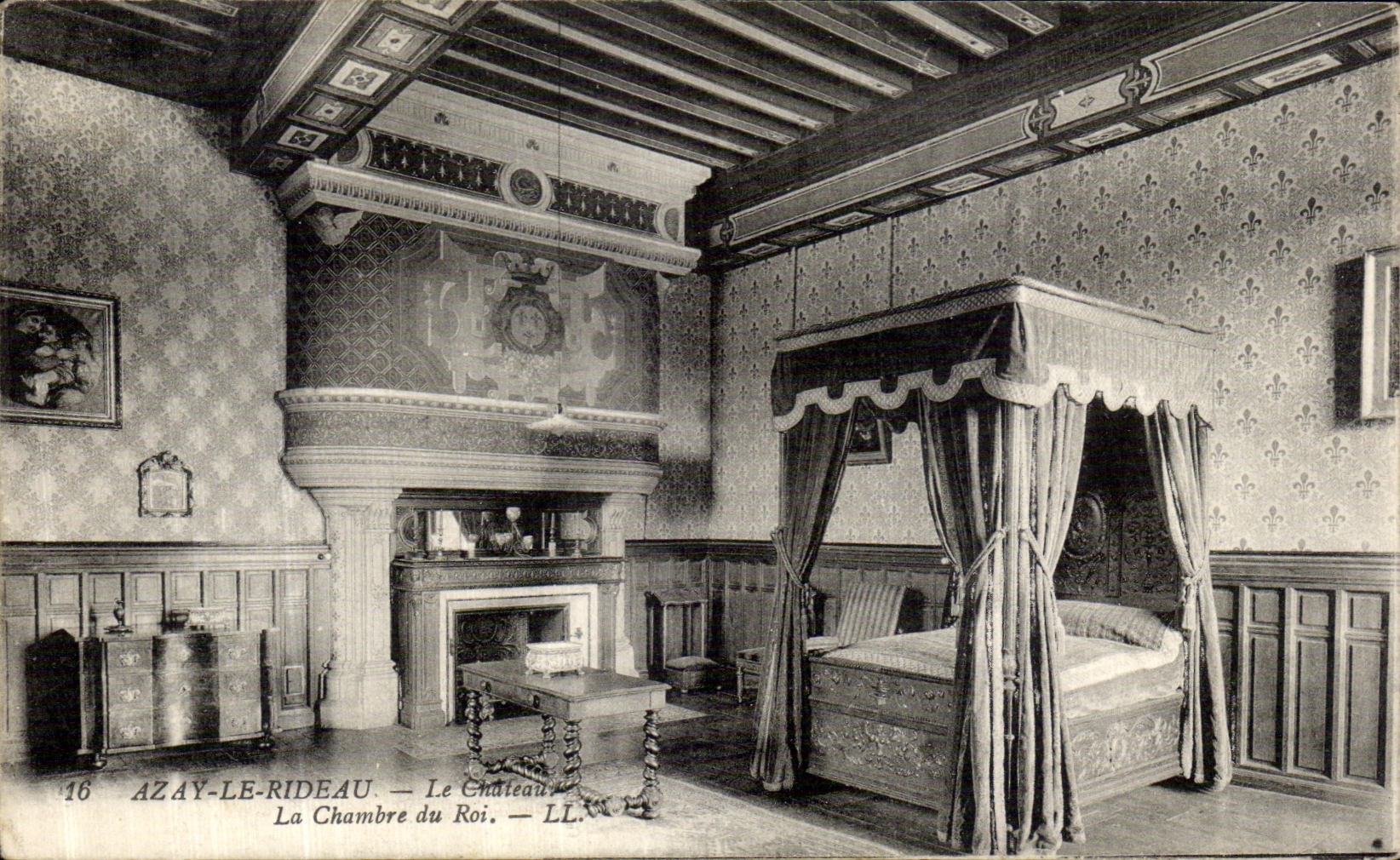 POSTAL Azay de la VENDIMIA la cortina el castillo el cuarto del rey