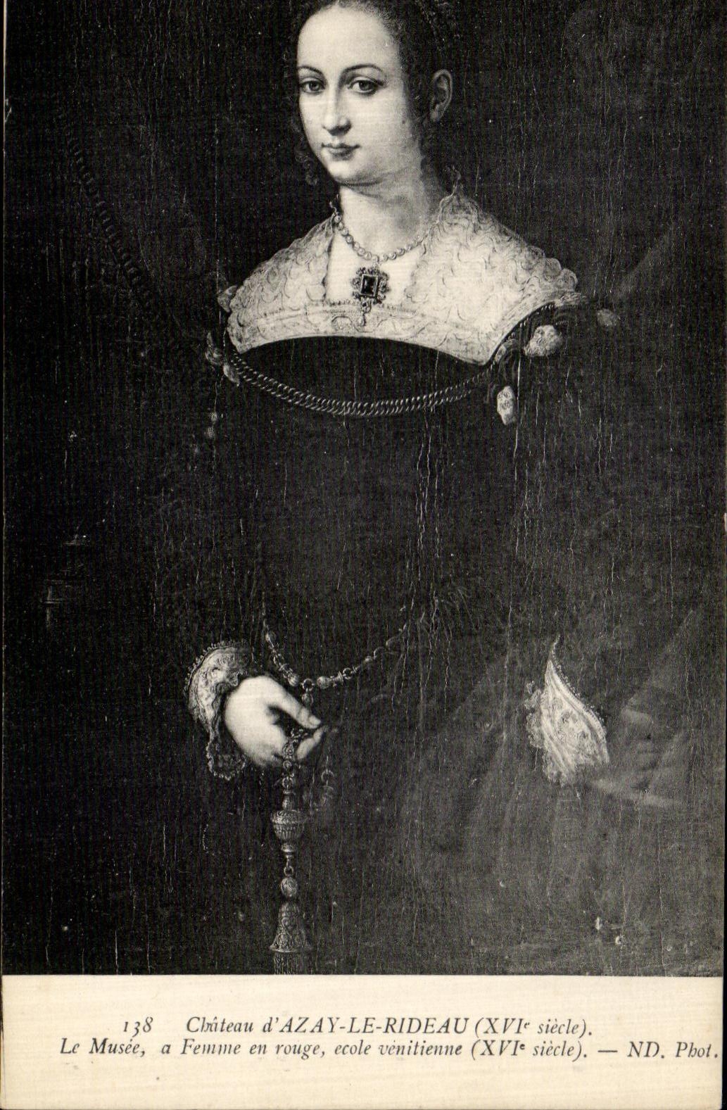 El castillo D Azay de la POSTAL de la VENDIMIA la cortina el museo tiene Femme en la escuela de Venitiemme de la rueda