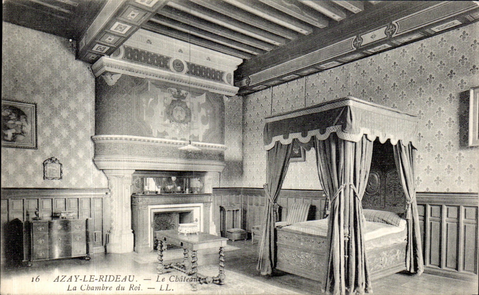 POSTAL Azay de la VENDIMIA la cortina el castillo el castillo del rey