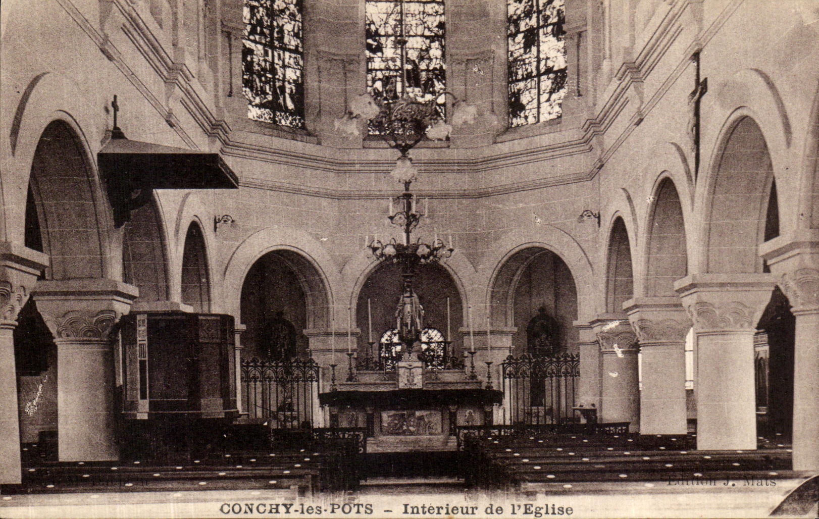 Interior de los potes de Conchy de la POSTAL de la VENDIMIA de L iglesia