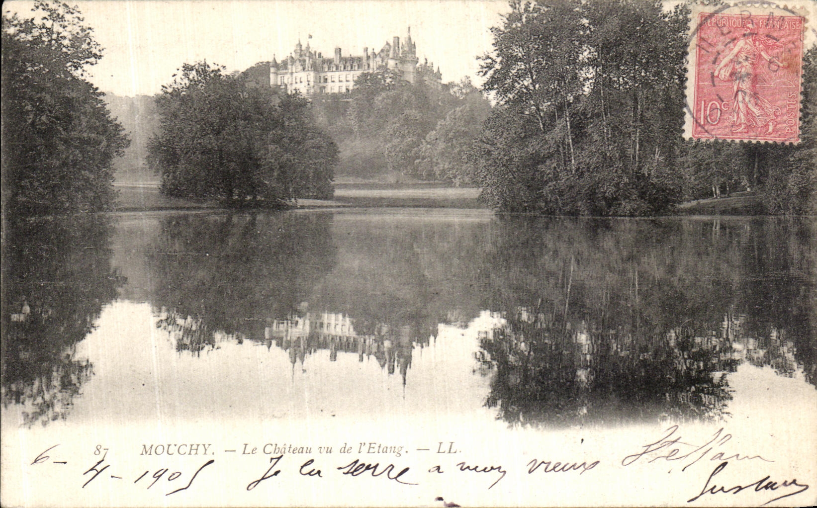POSTAL Mouchy de la VENDIMIA el castillo visto de L charca