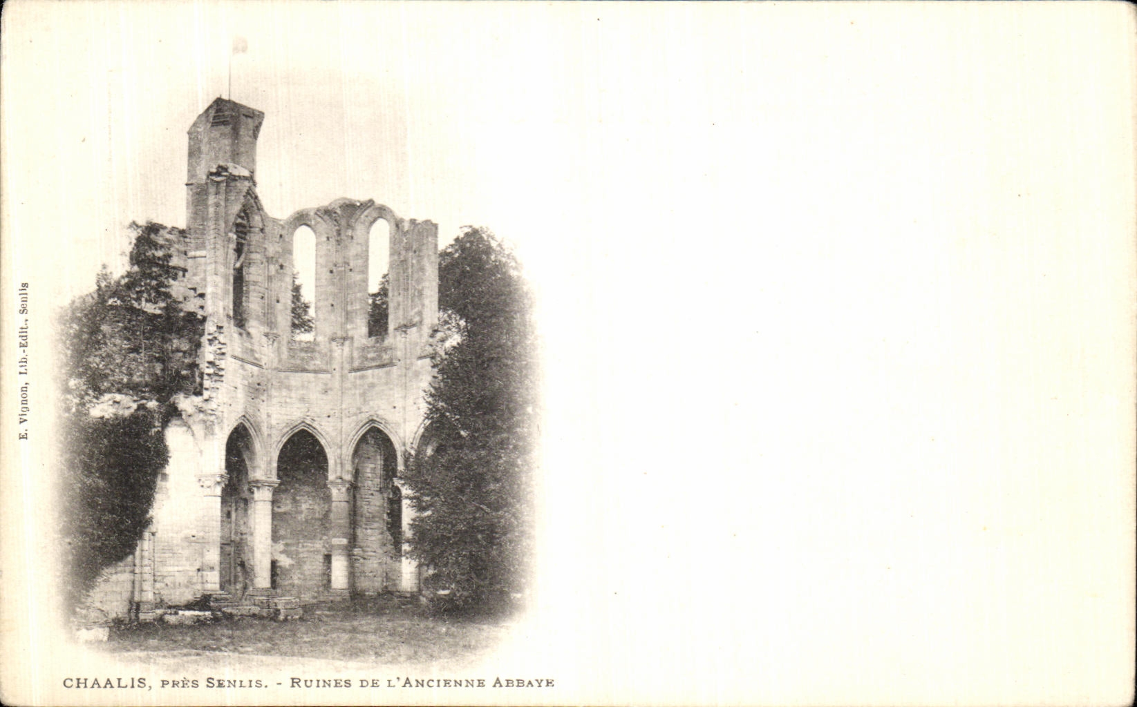 Ruinas cercanas de Chaalis Senlis de la POSTAL de la VENDIMIA de L abadia vieja