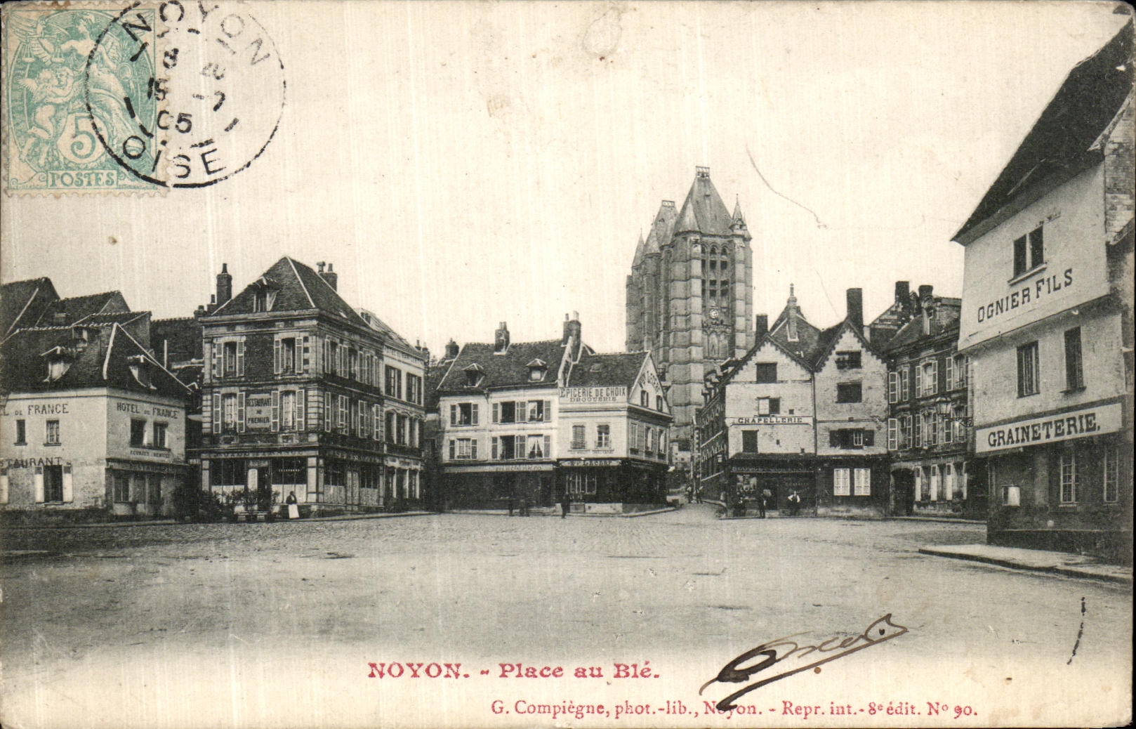 Lugares de Noyon de la POSTAL de la VENDIMIA en el maiz