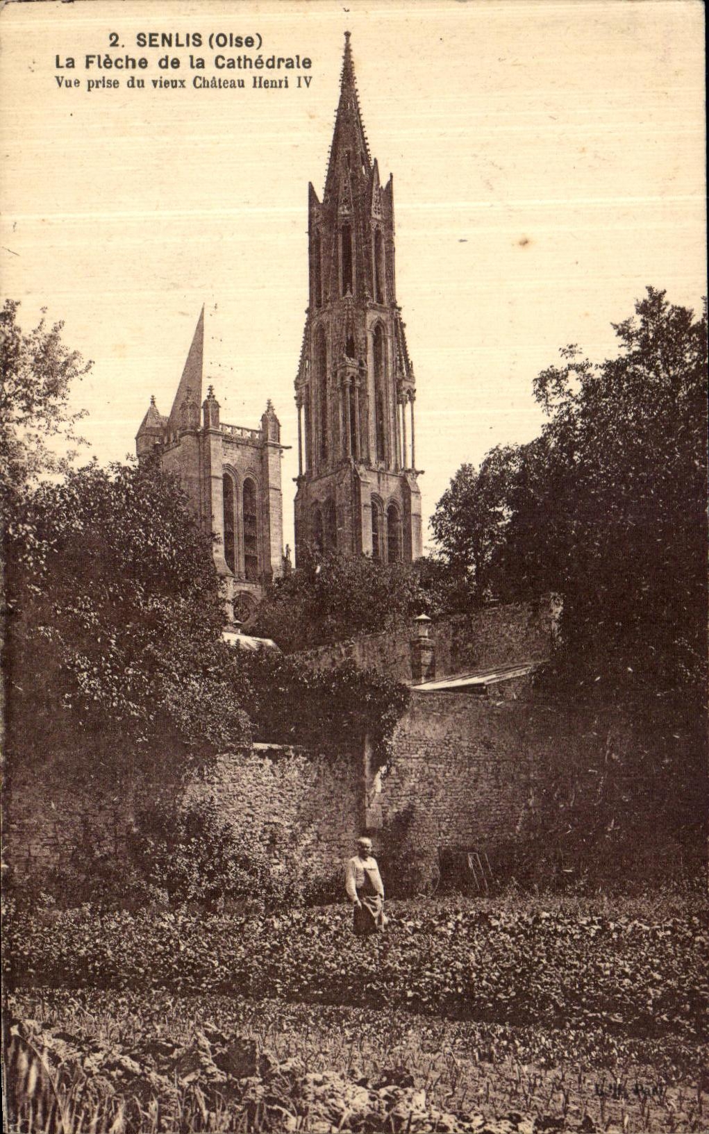 VINTAGE POSTCARD Senlis the arrow Seen from of the old Castle Henri IV