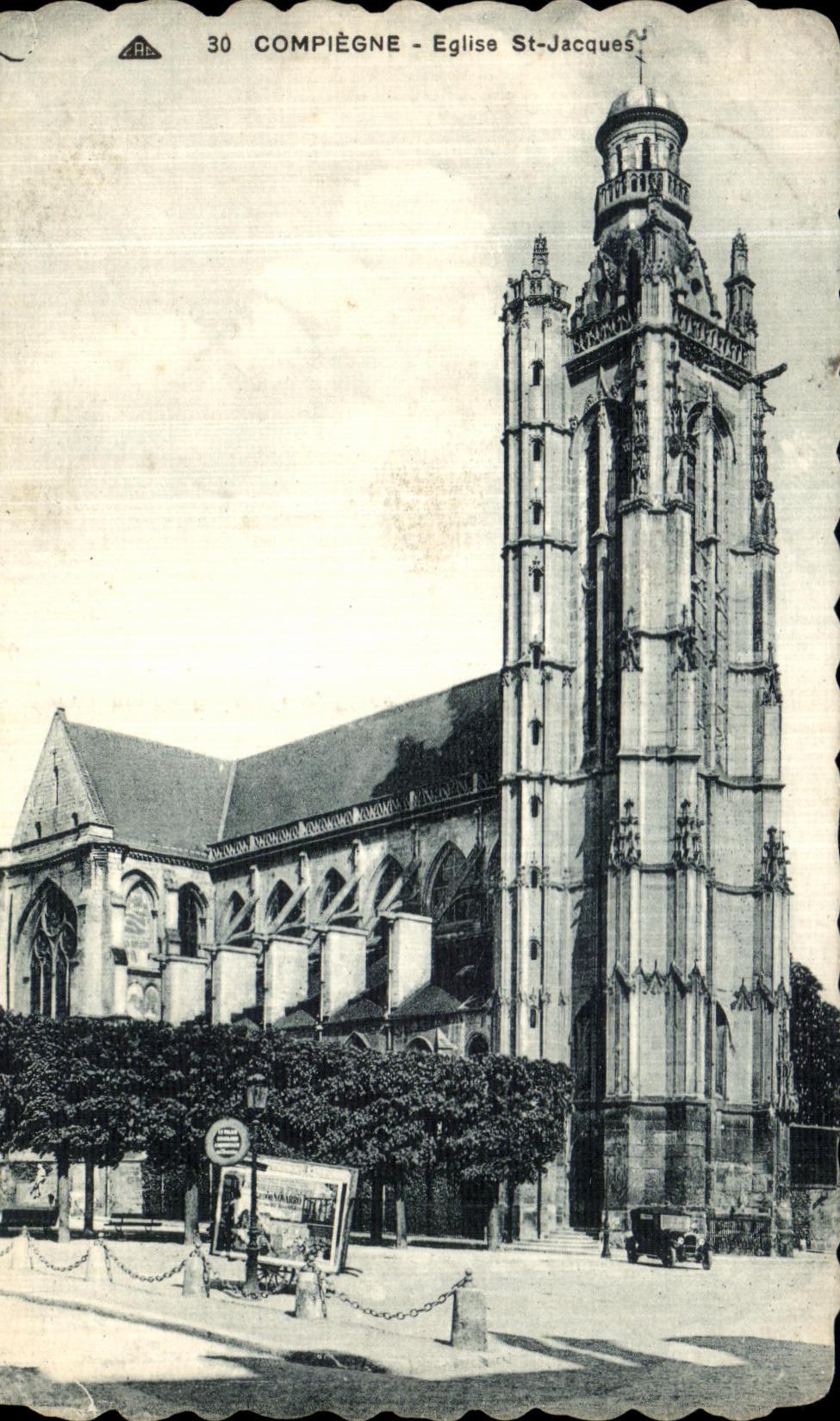 VINTAGE POSTCARD Compiegne Church St Jacques