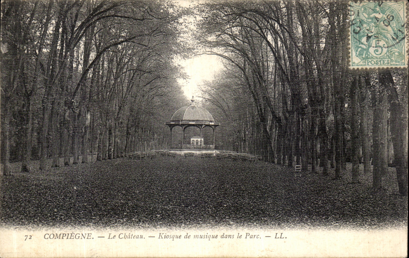 VINTAGE POSTCARD Compiegne the castle Kiosk of music in the Park