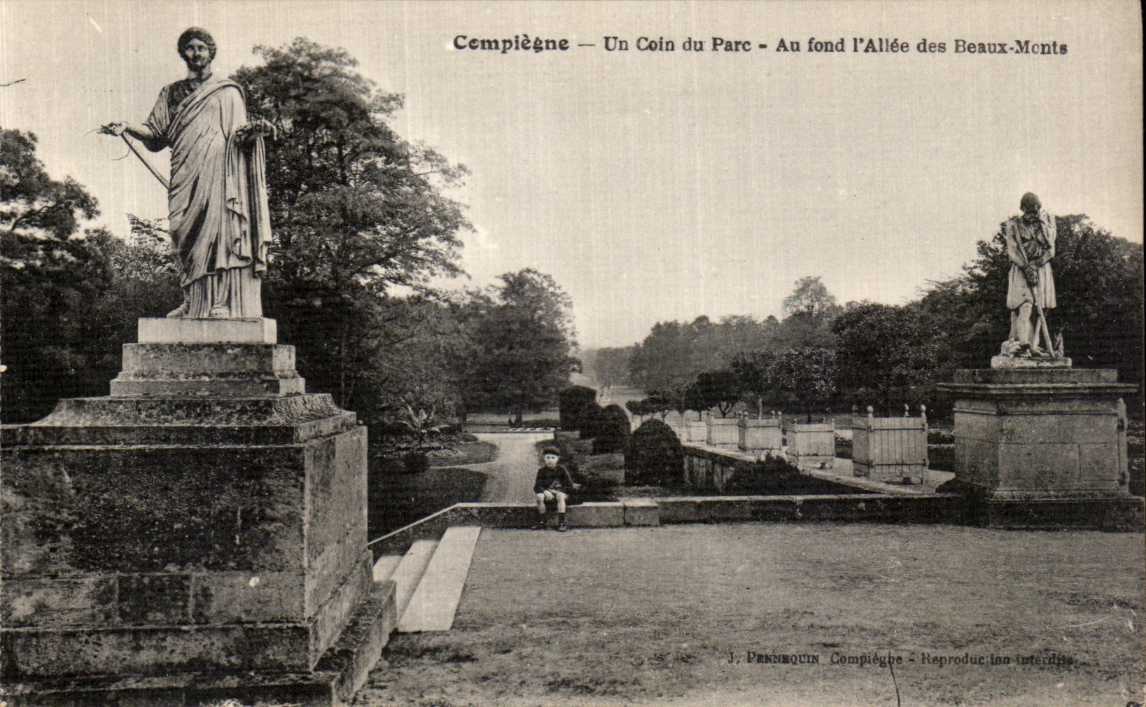 POSTAL Compiegne de la VENDIMIA una esquina del parque en la parte inferior L ida de los montajes hermosos