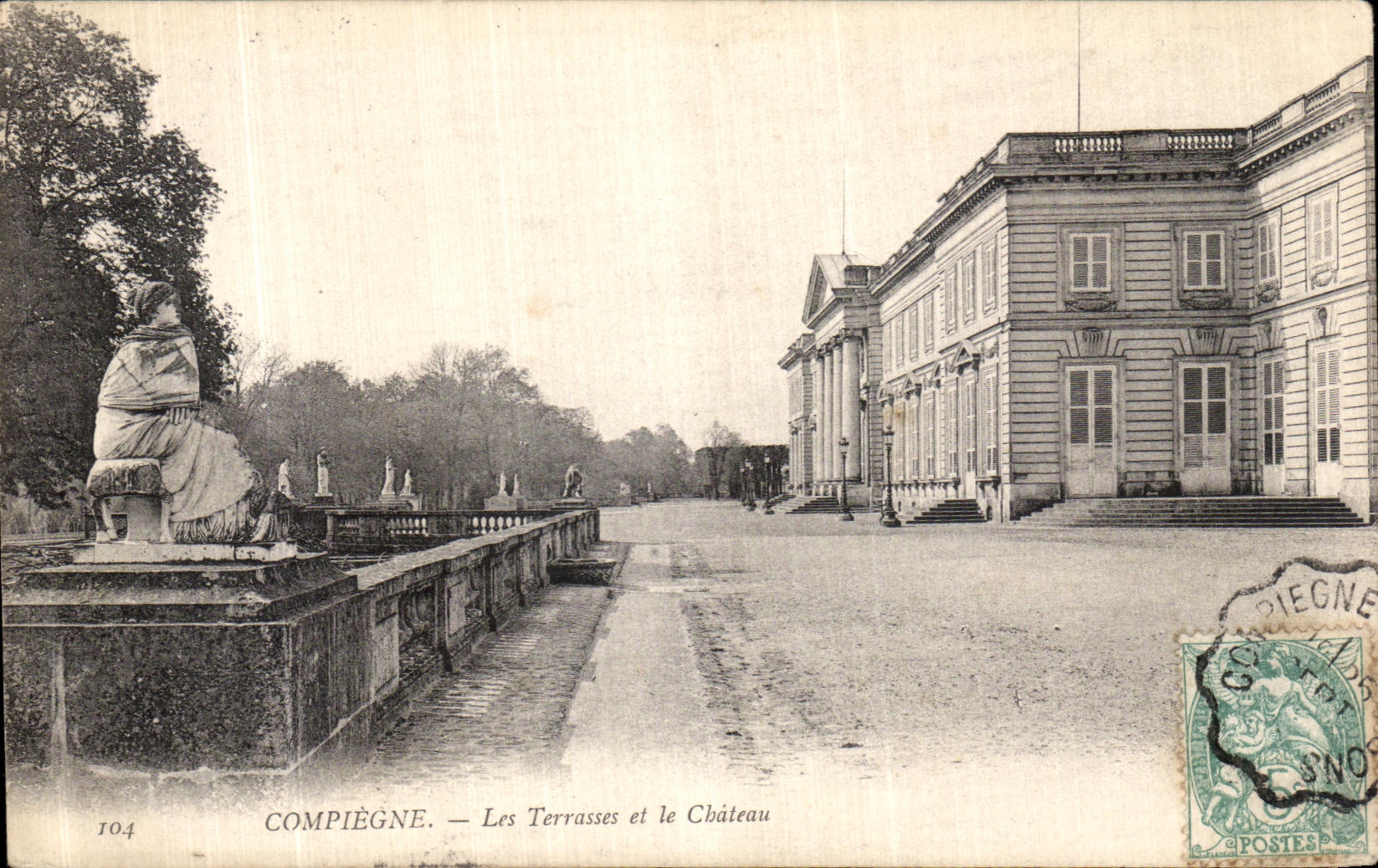 VINTAGE POSTCARD Compiegne Terraces and the Castle