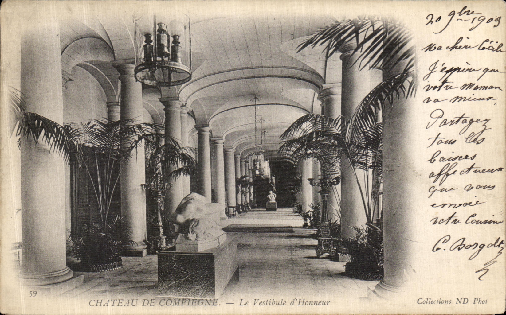 VINTAGE POSTCARD Castle of Compiegne the Hall D Honor