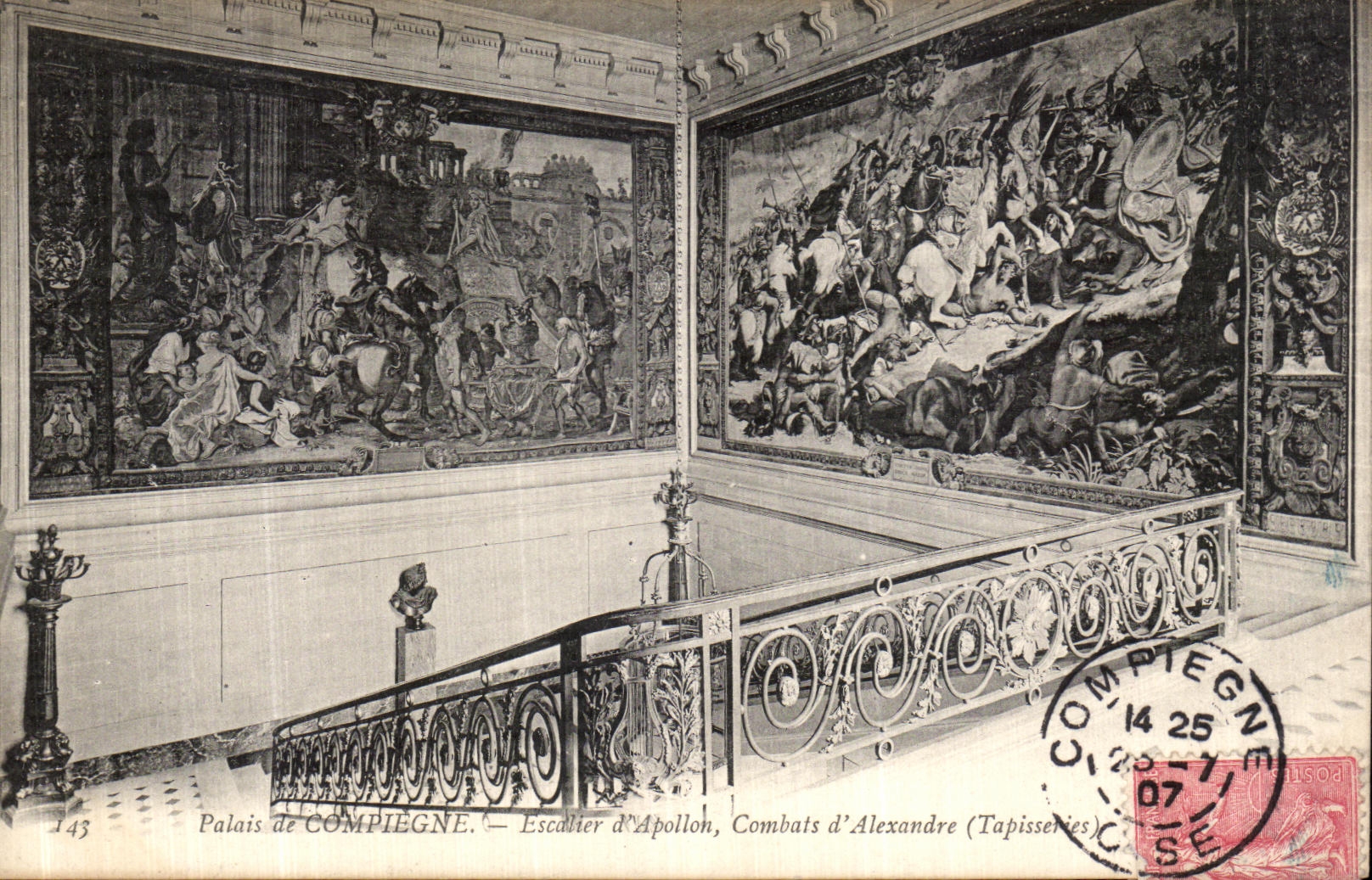 VINTAGE POSTCARD Palate of Compiegne Staircase D Apollo Combat D Alexandre Tapisseries