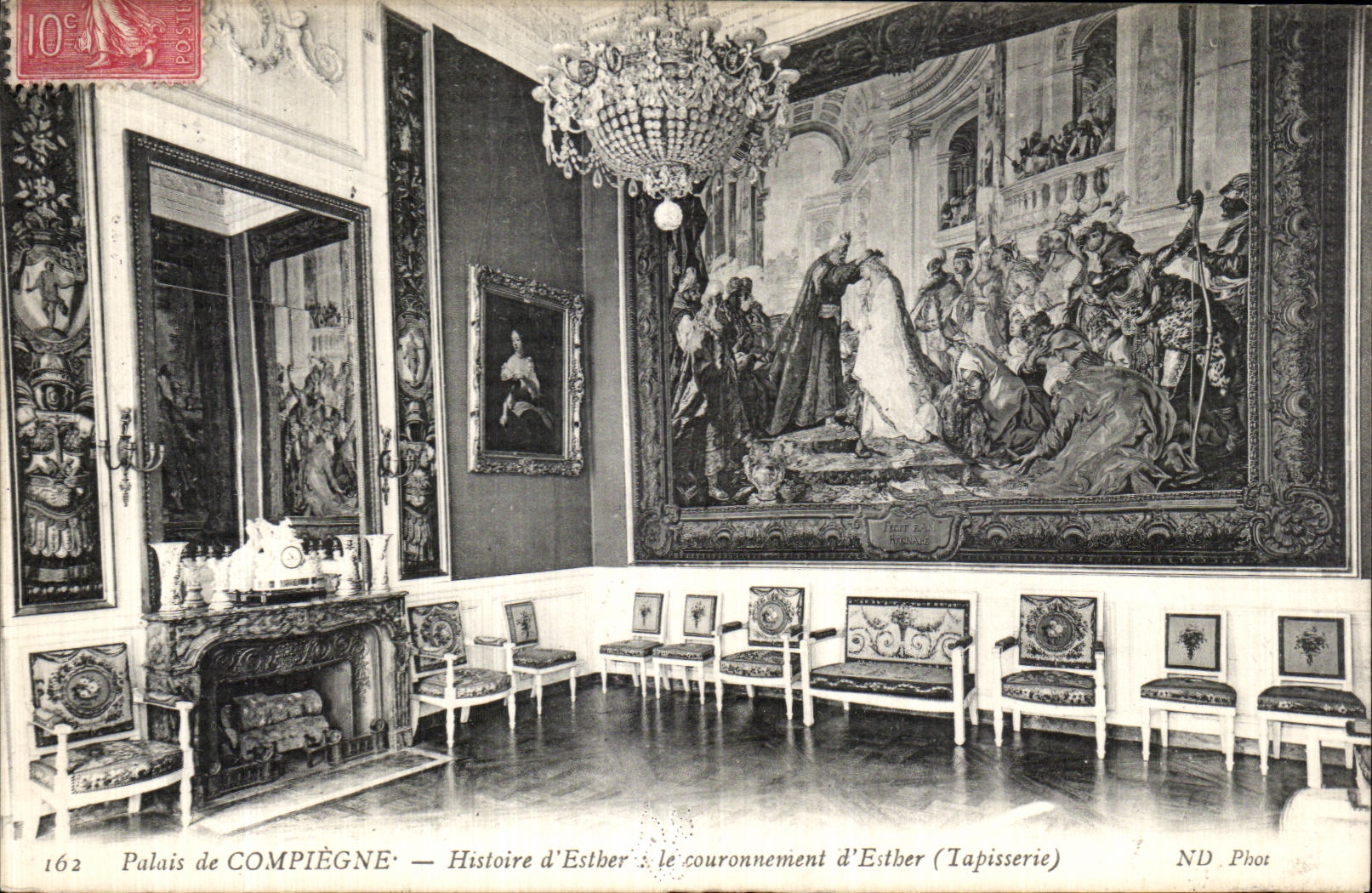 VINTAGE POSTCARD Palate of Compiegne History D Esther Crowning D Estber Tapestry