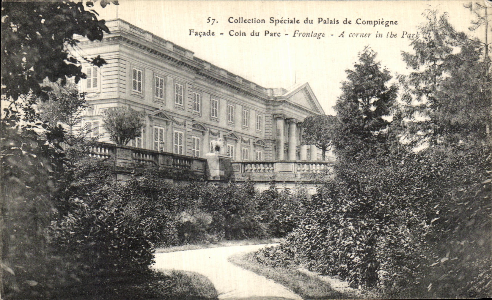 Paladar de la POSTAL de la VENDIMIA de la esquina del ataque frontal de Compiegne del parque