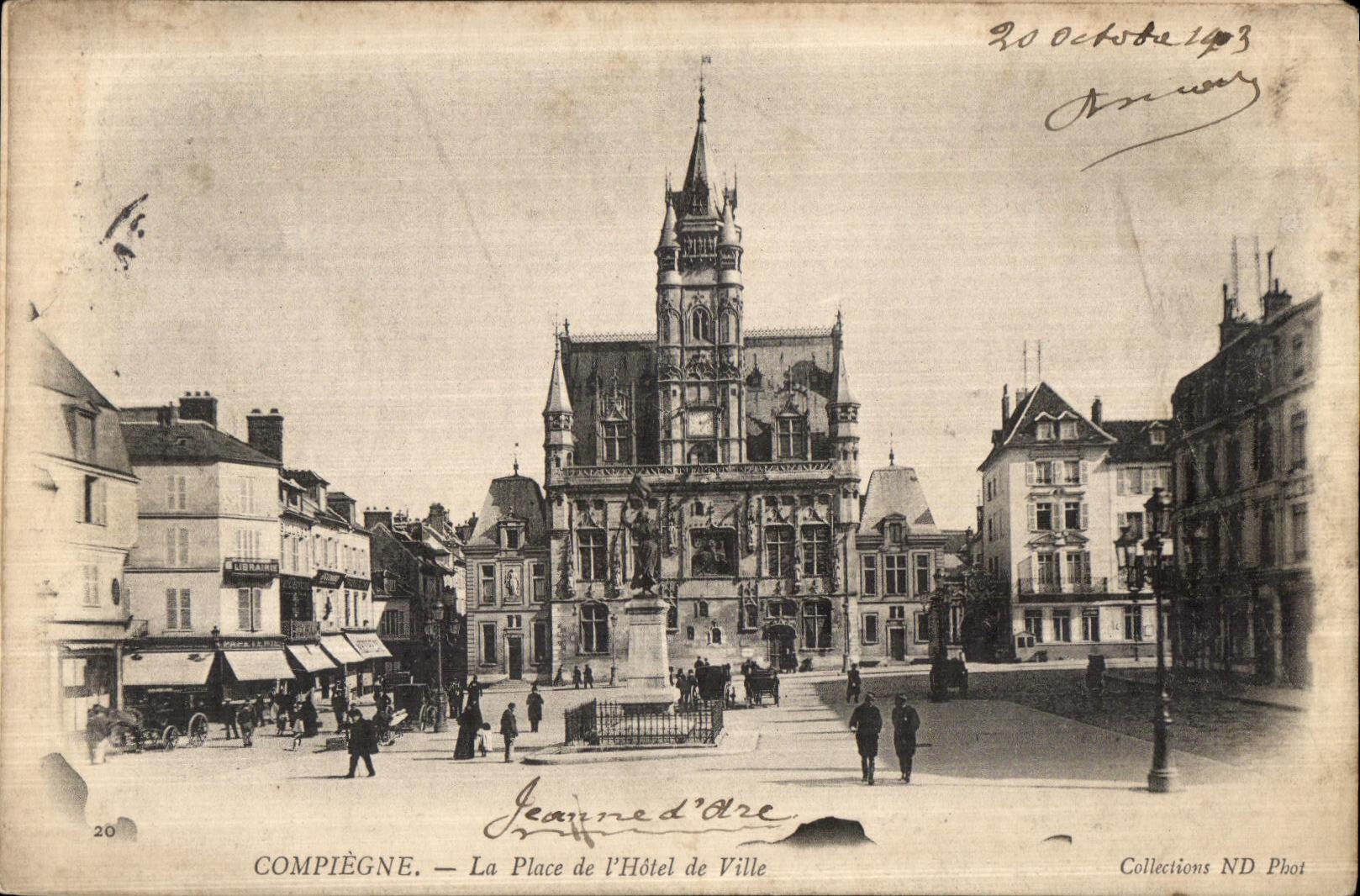 VINTAGE POSTCARD Compiegne the Place of L Town hall