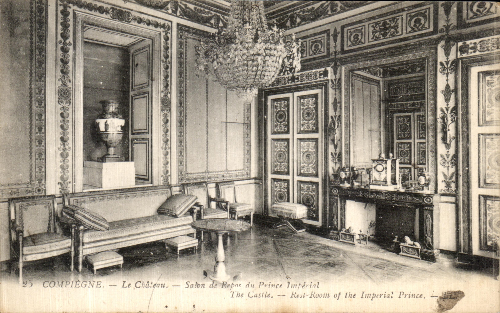 VINTAGE POSTCARD Compiegne the Castle Living room of Rest of Prince Imperial Napoleon 1st