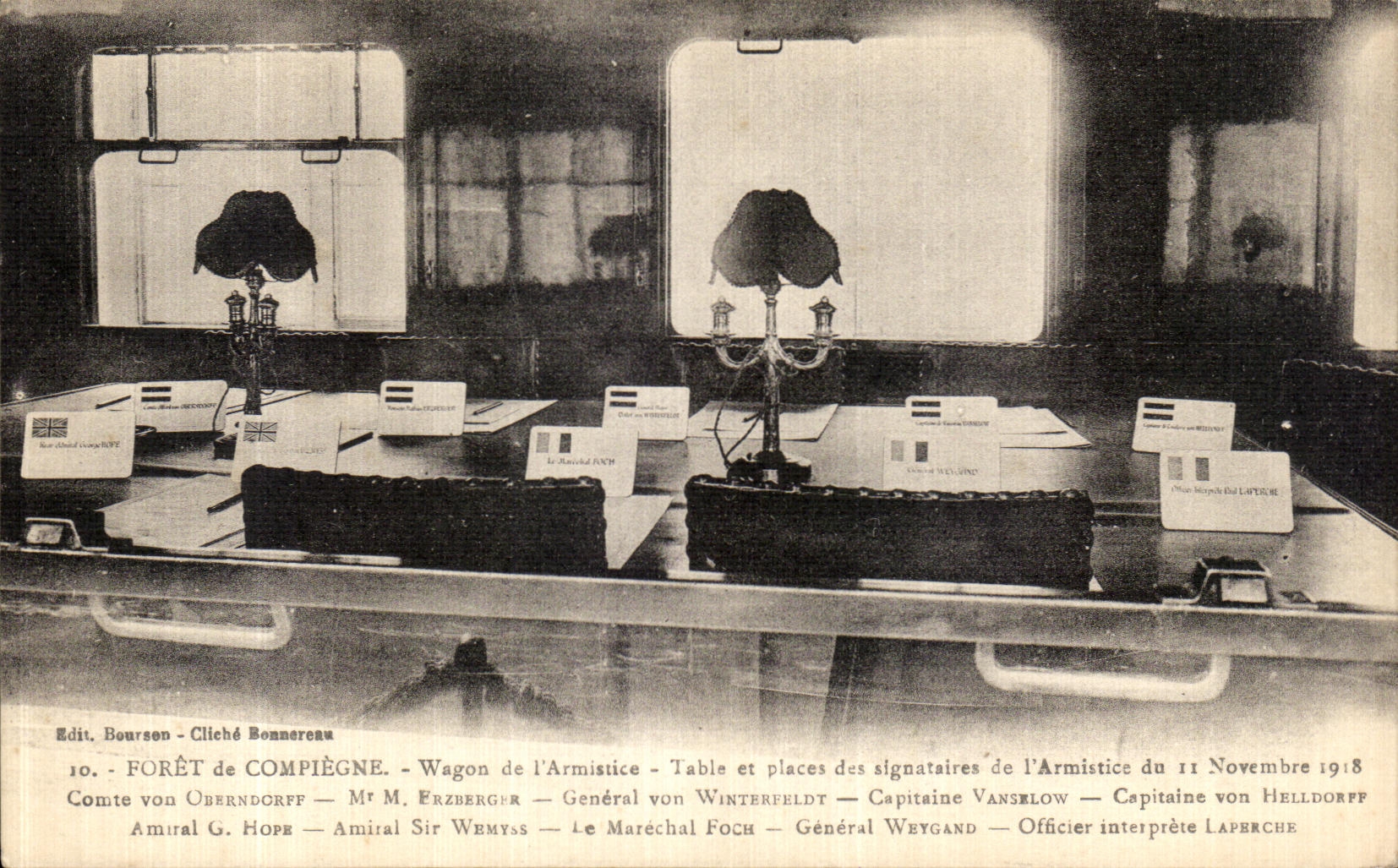 VINTAGE POSTCARD Foret Of Compiegne Wagon of L Armistice Counts and Places of Slgnataires of L armistice 1918 Militaria