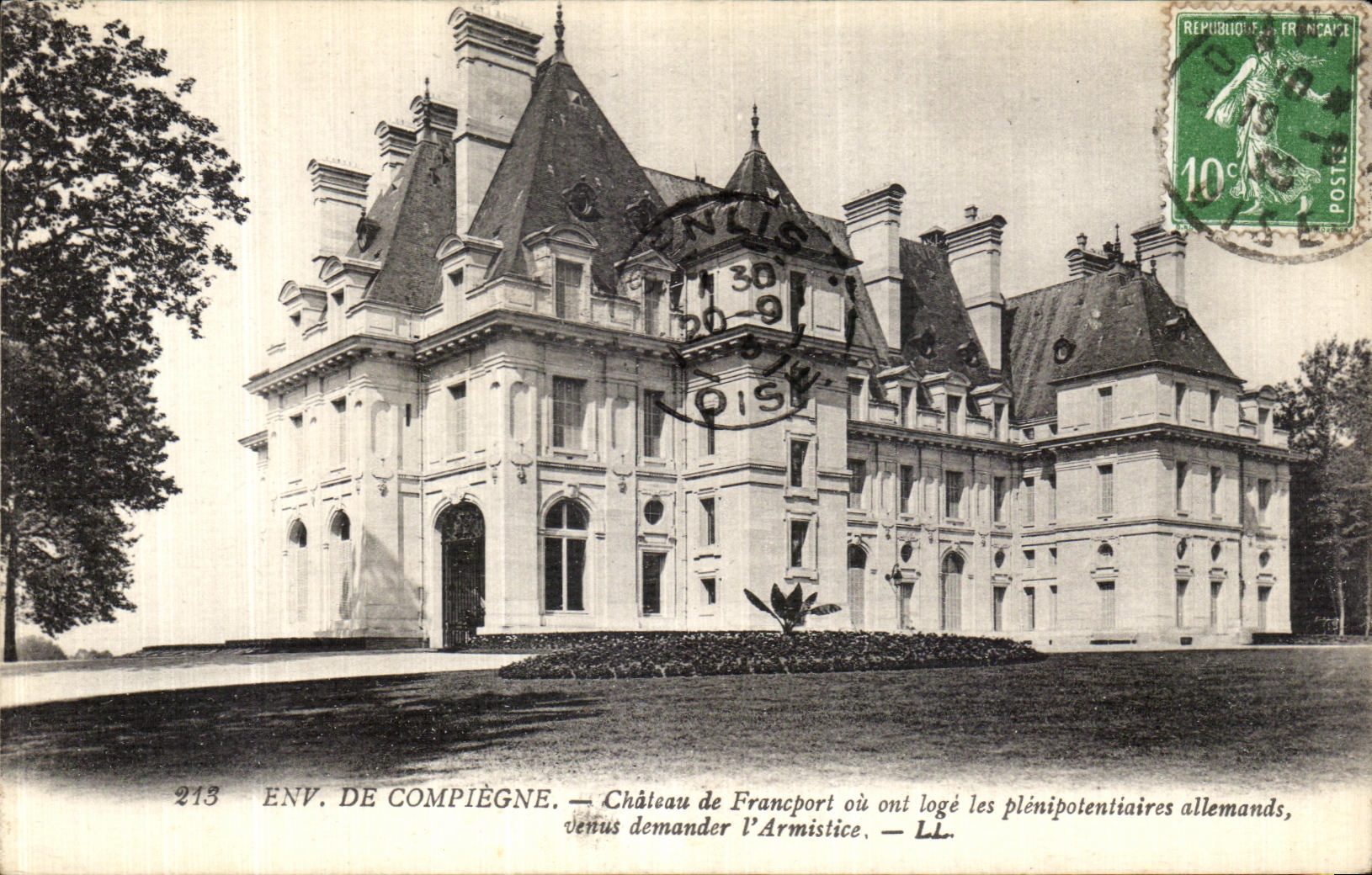 La POSTAL ENV de la VENDIMIA del castillo de Compiegne de Francport o es cabina Militaria aleman plenipotenciario