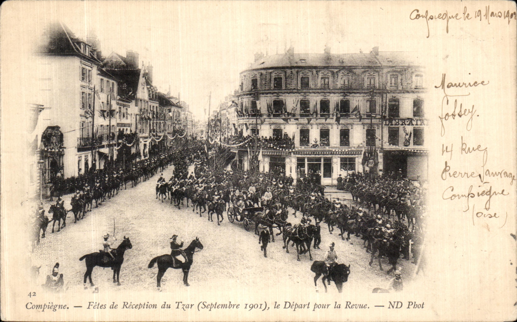 VINTAGE POSTCARD Compiegne Festivals of Reception of the Tsar September 1901 the departure for Rome Russia Nicolas II