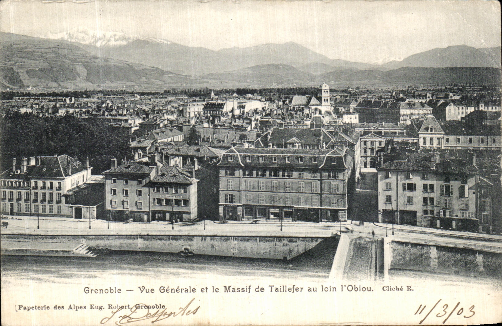 Opinion de Grenoble de la POSTAL de la VENDIMIA y masa solida de Taillefer con L lejano Obiou