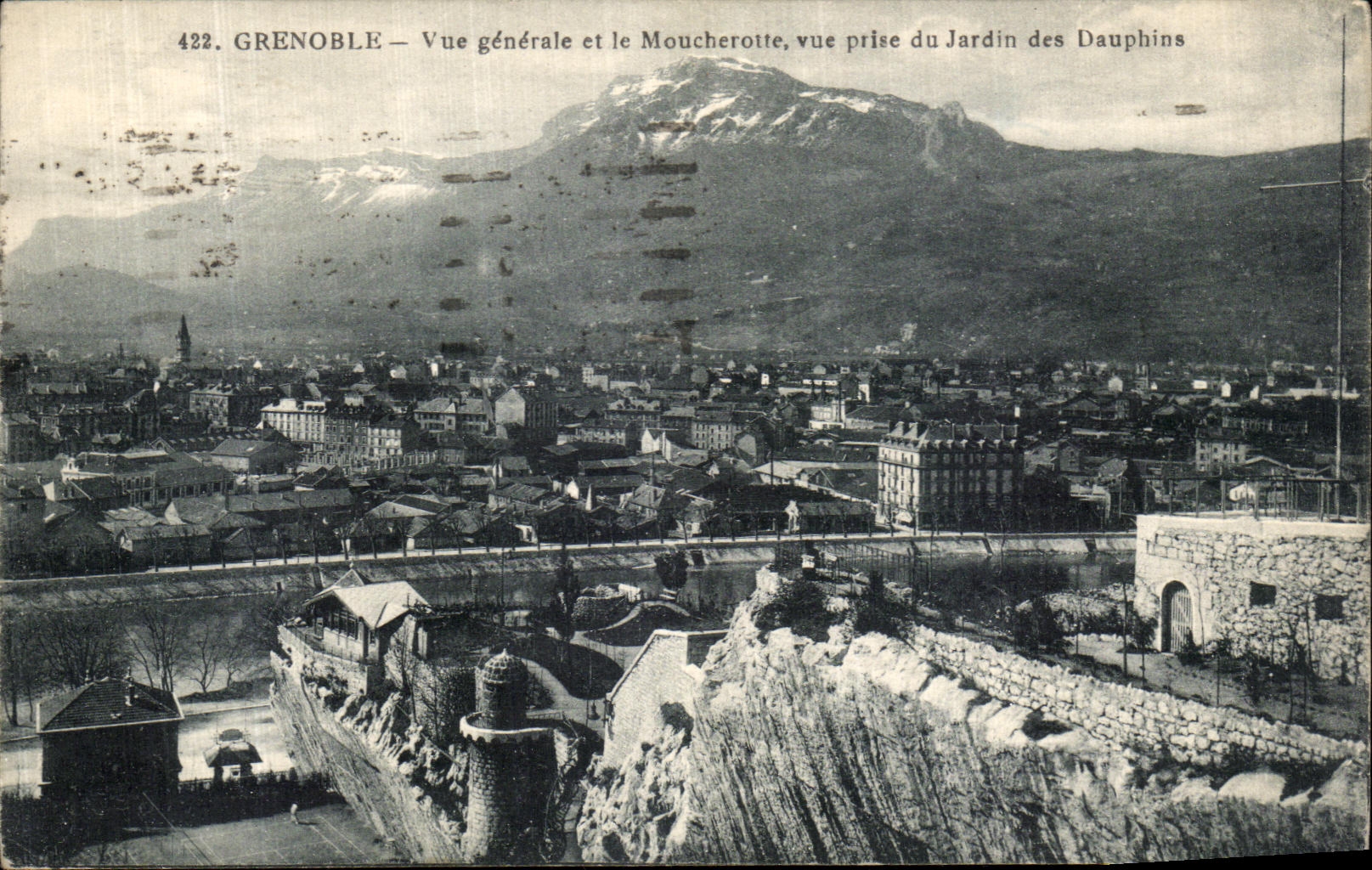 VINTAGE POSTCARD Grenoble View and Moucherotte Seen from of the Garden of the Dolphins