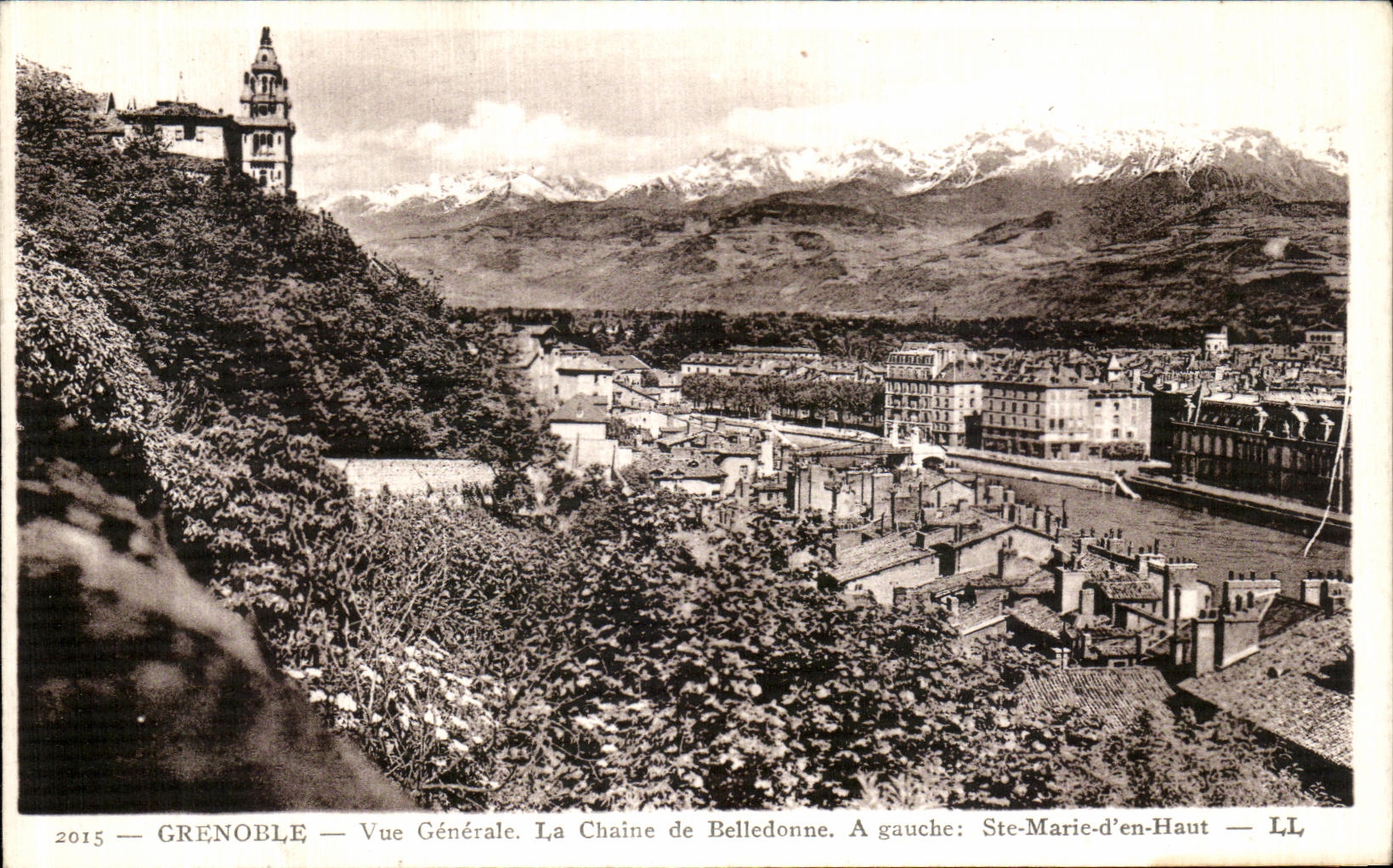 VINTAGE POSTCARD Grenoble View the Chain of Belledonne On the left co  Marie D in Top