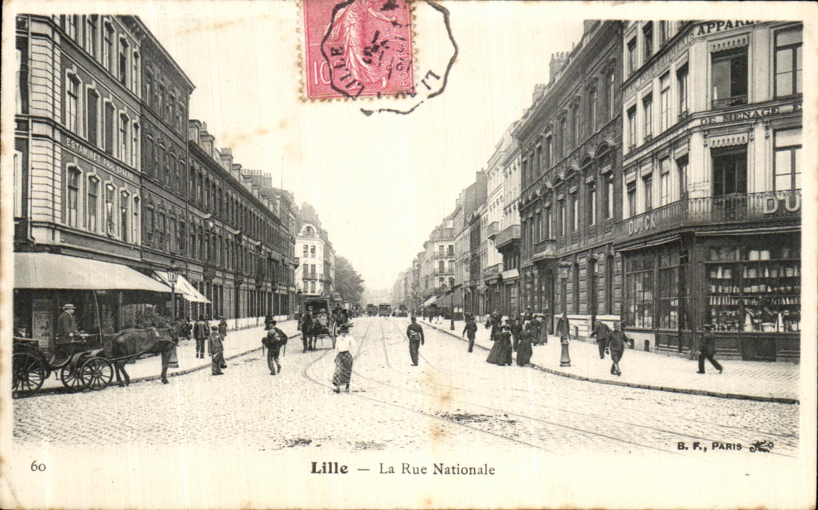 VINTAGE POSTCARD Lille the National Street