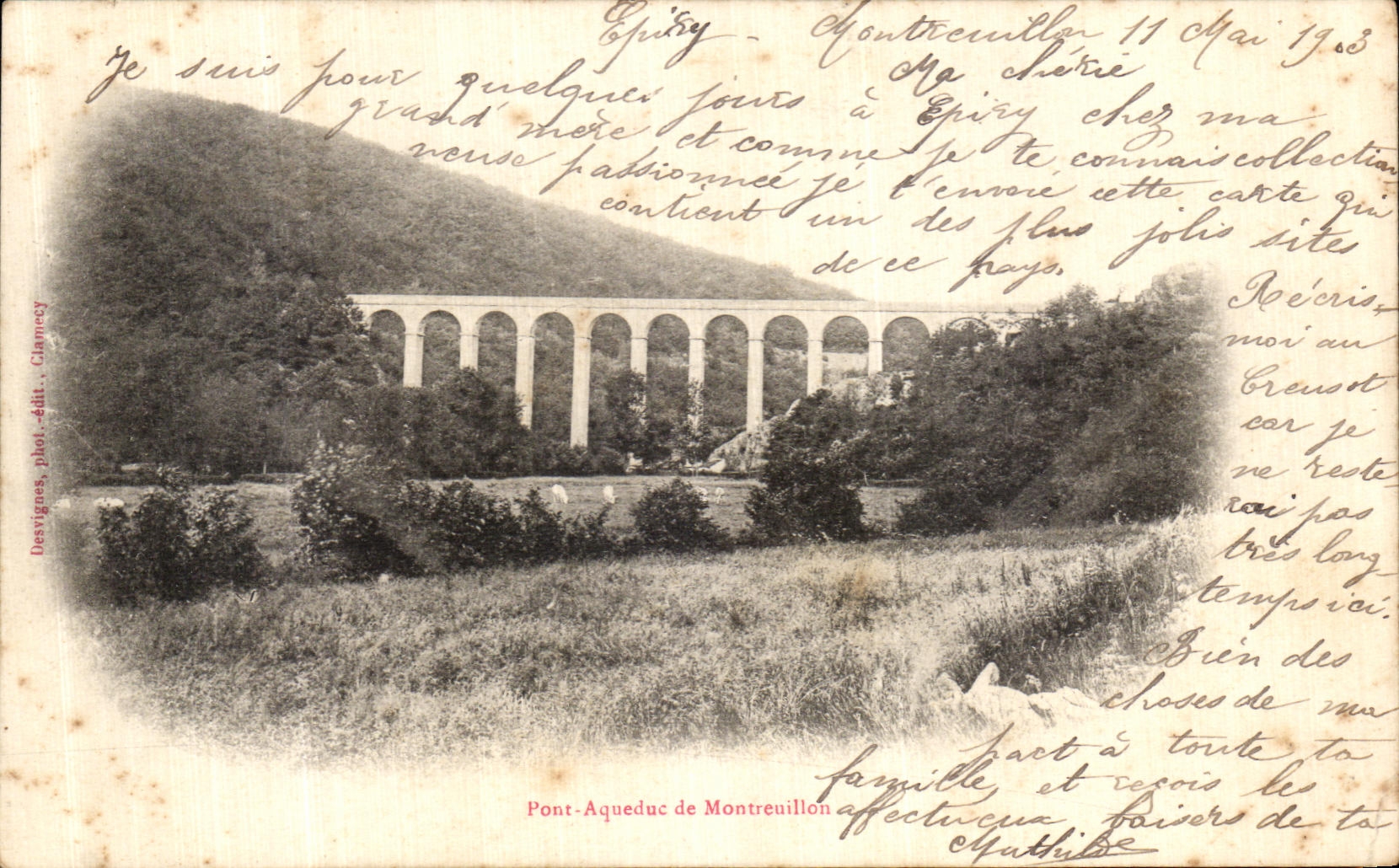 VINTAGE POSTCARD Montreuillon Bridge Aqueduct