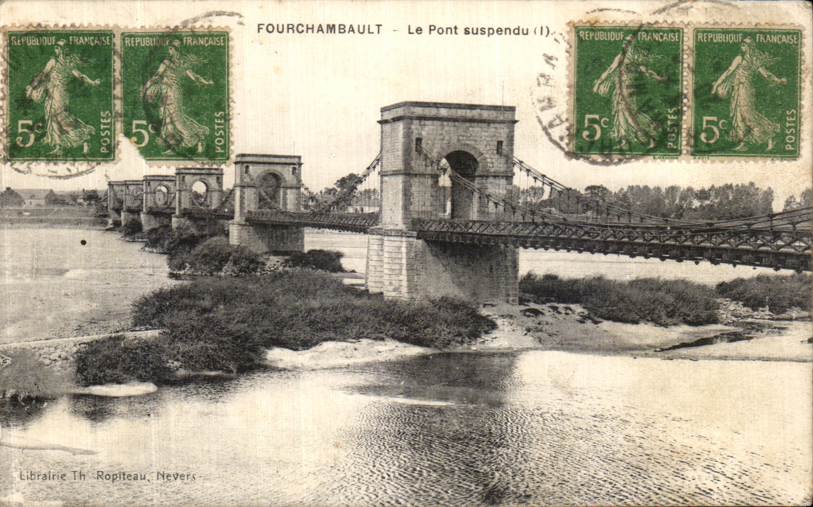 VINTAGE POSTCARD Fourchambault the Suspended bridge