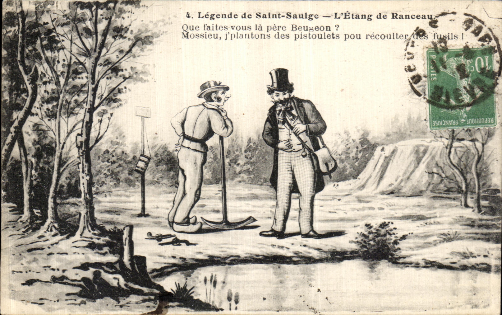 VINTAGE POSTCARD Legends Of Saint Saulge L Pond of Ranceau Folklore