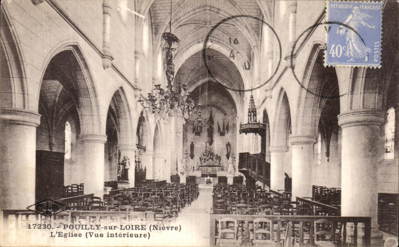 VINTAGE POSTCARD Pouilly on the Loire L Church
