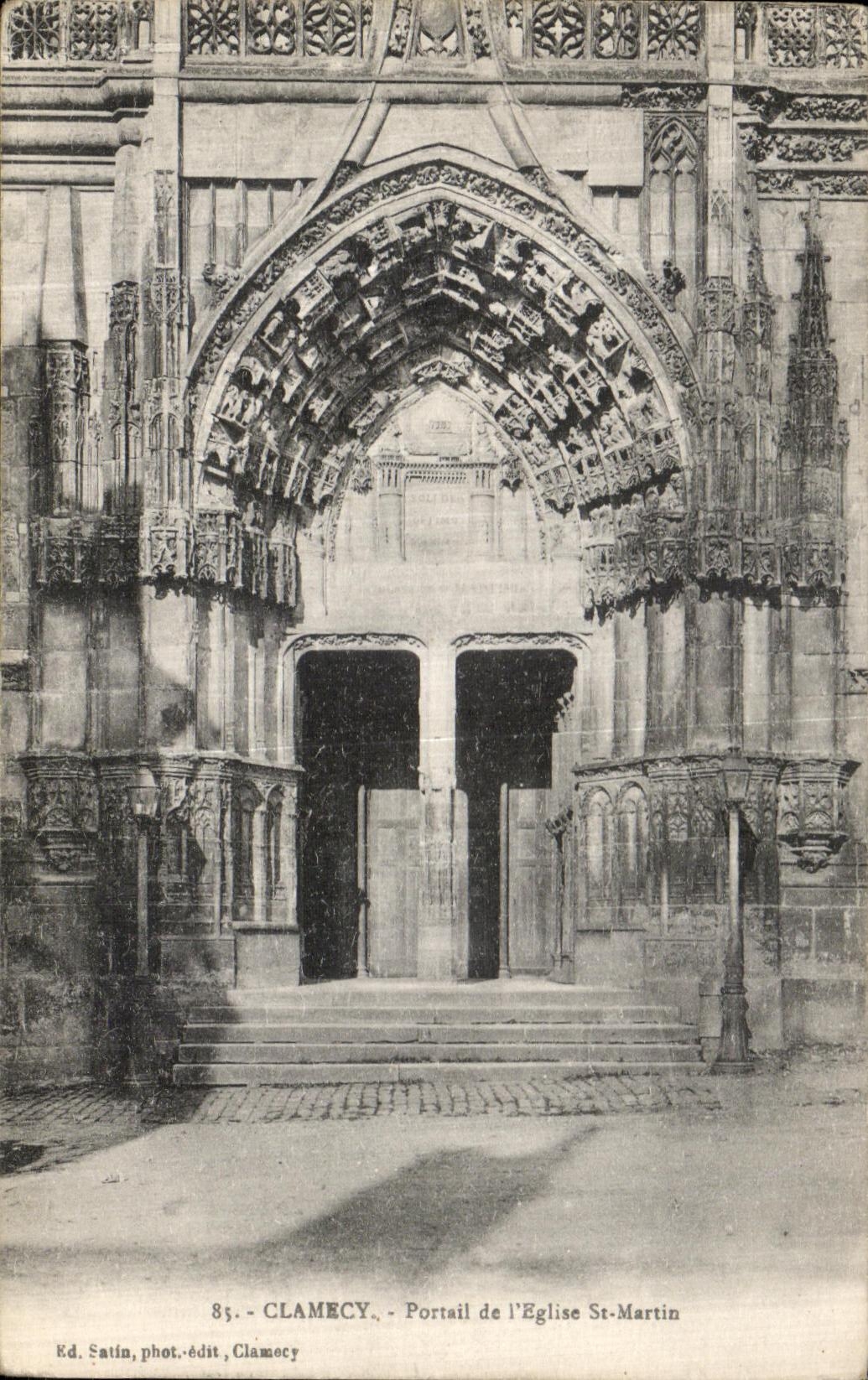 VINTAGE POSTCARD Clamecy Gate of Church St Martin