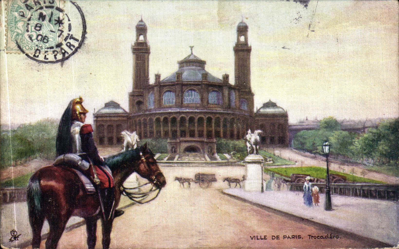 VINTAGE POSTCARD Town Of Paris Trocadero Militaria Dragon