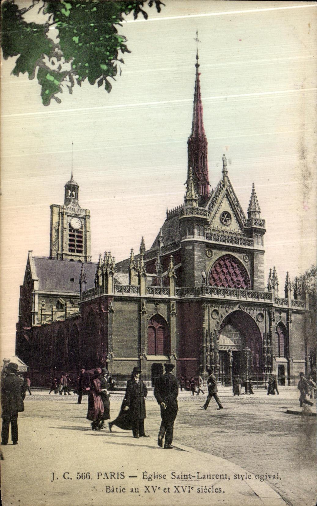 VINTAGE POSTCARD Paris Church Saint Laurent ogival Style
