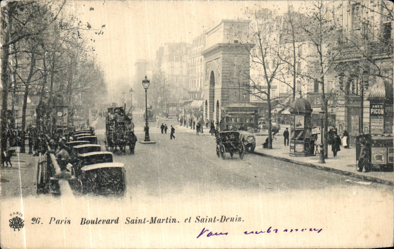 Bulevar santo Martin y Saint Denis de Paris de la POSTAL de la VENDIMIA