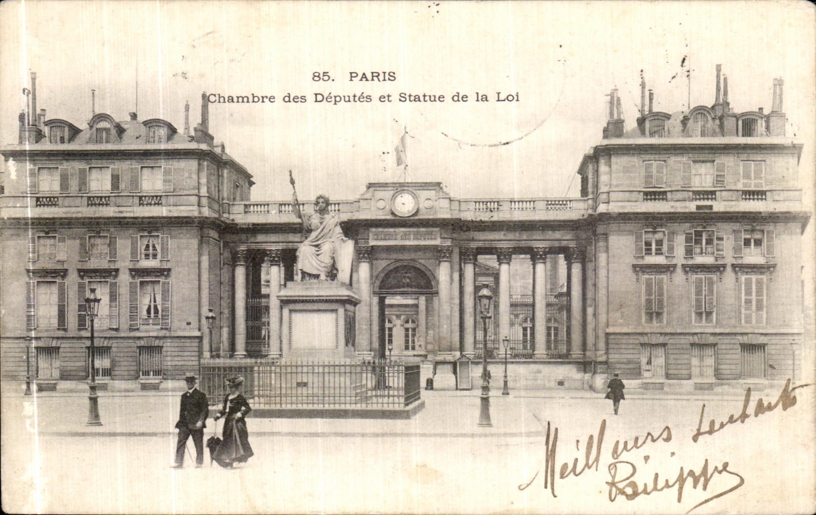 VINTAGE POSTCARD Paris House of Commons and Statue of the Law
