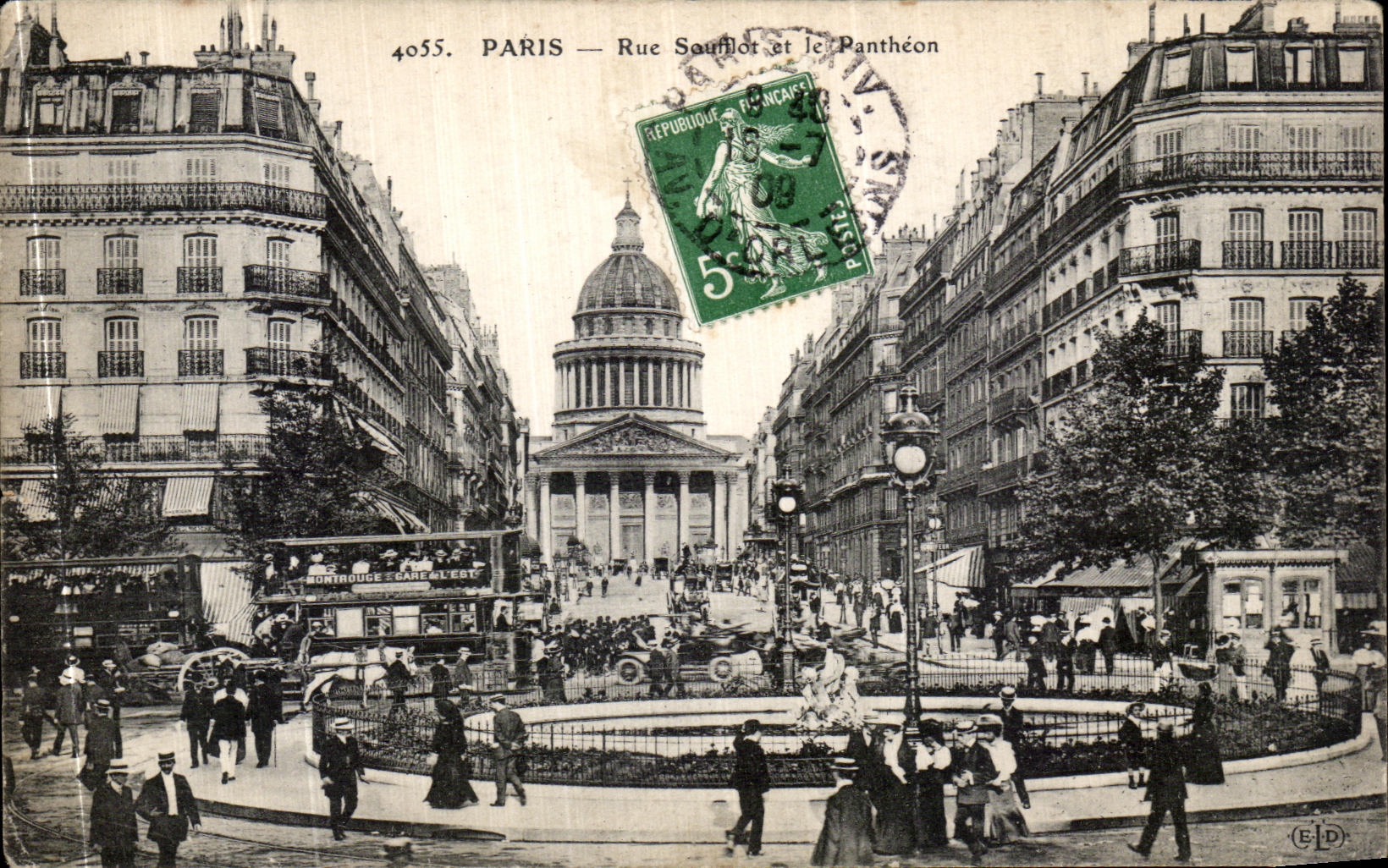 VINTAGE POSTCARD Paris Street Soutilot and the Pantheon Montrouge Gare L is