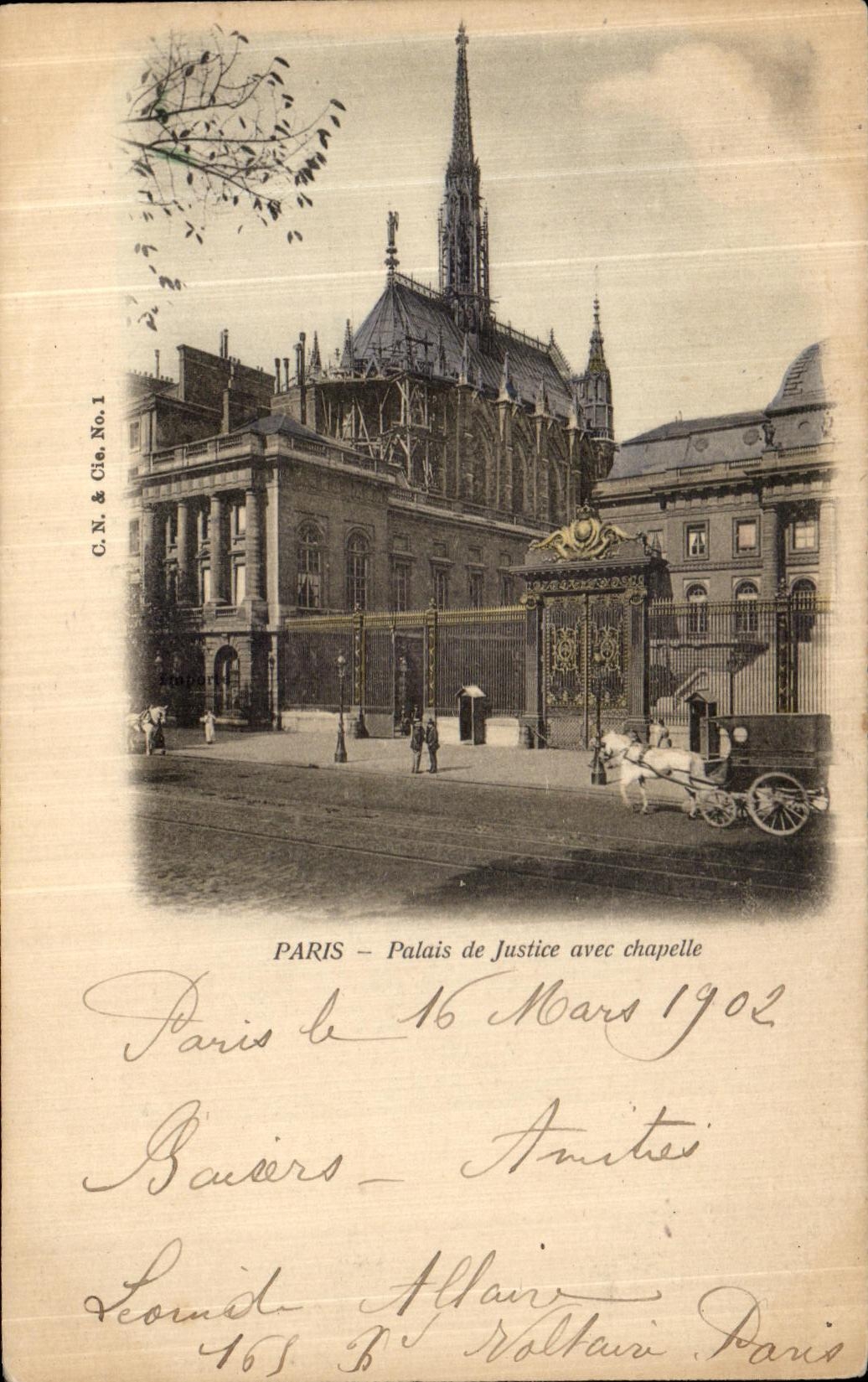 VINTAGE POSTCARD Paris Law courts With vault