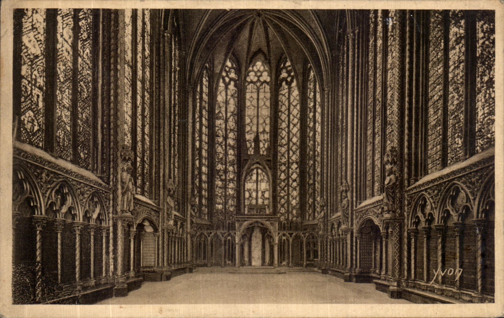 VINTAGE POSTCARD Paris While Strolling Sainte Vault Interior of the high vault