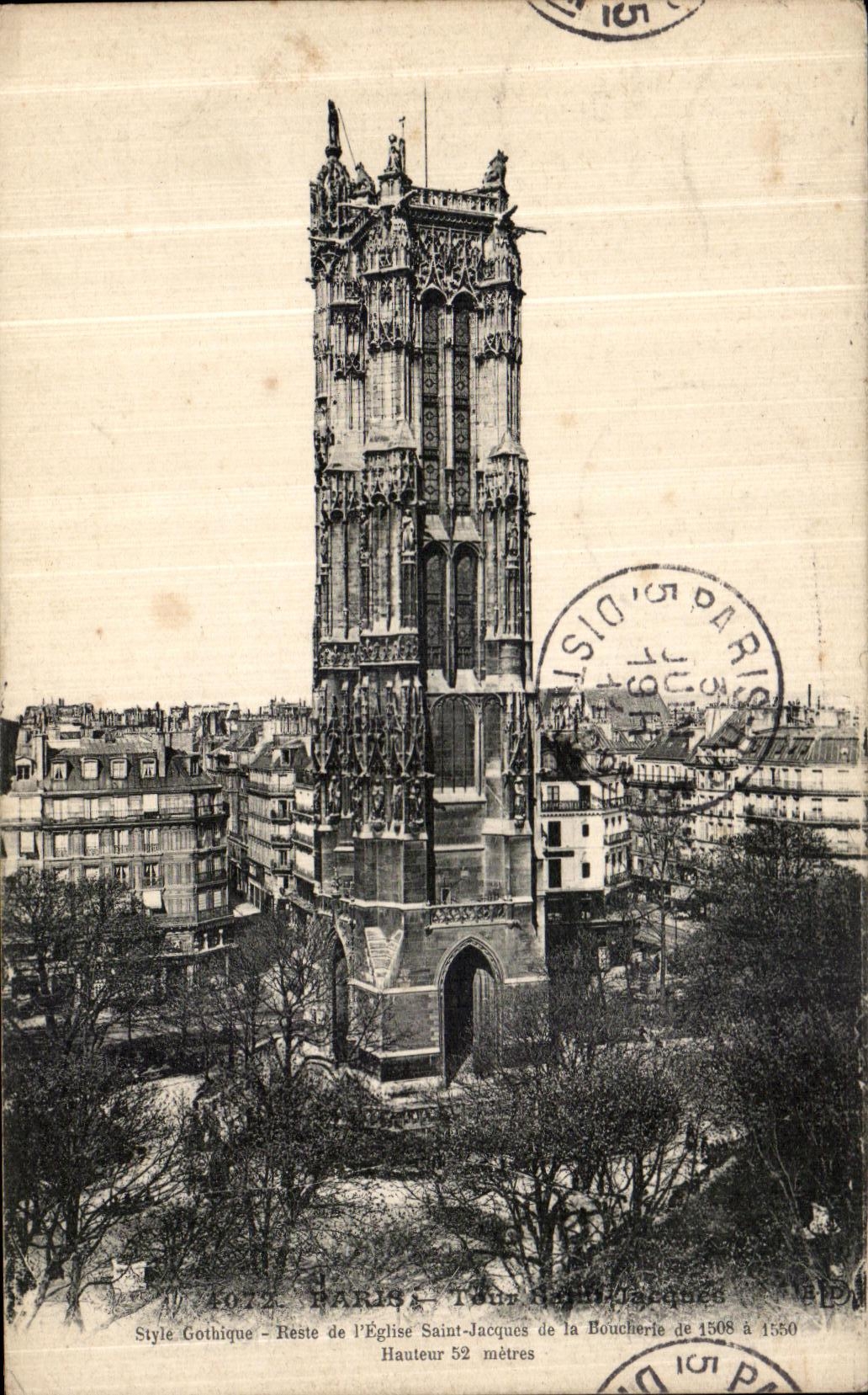 VINTAGE POSTCARD Paris Church Jacques Saint