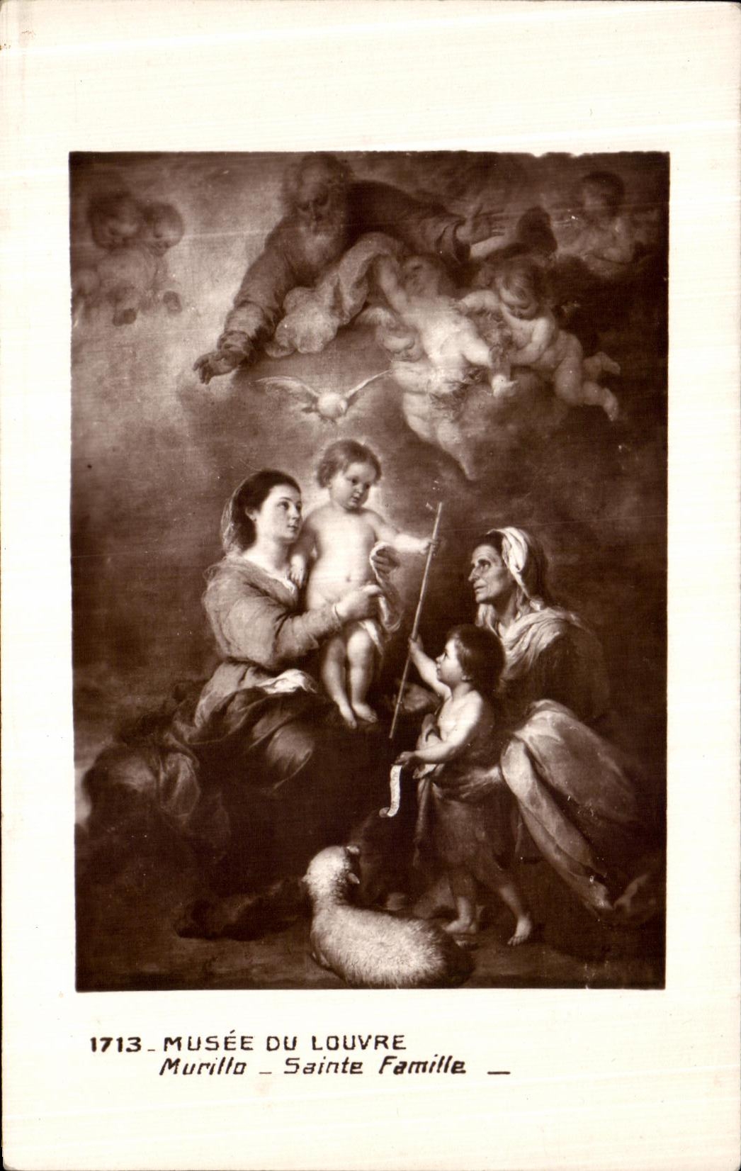 VINTAGE POSTCARD Museum Of Louvre Murilla Holy Family