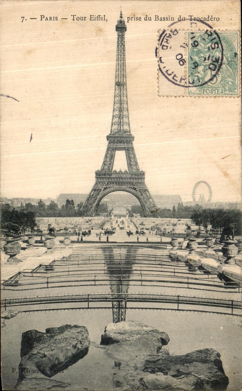 CPA Paris Tour Eiffel Prise du Bassin du Trocadero