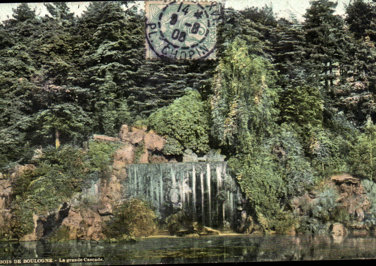 VINTAGE POSTCARD Bois de Boulogne the Large Cascade